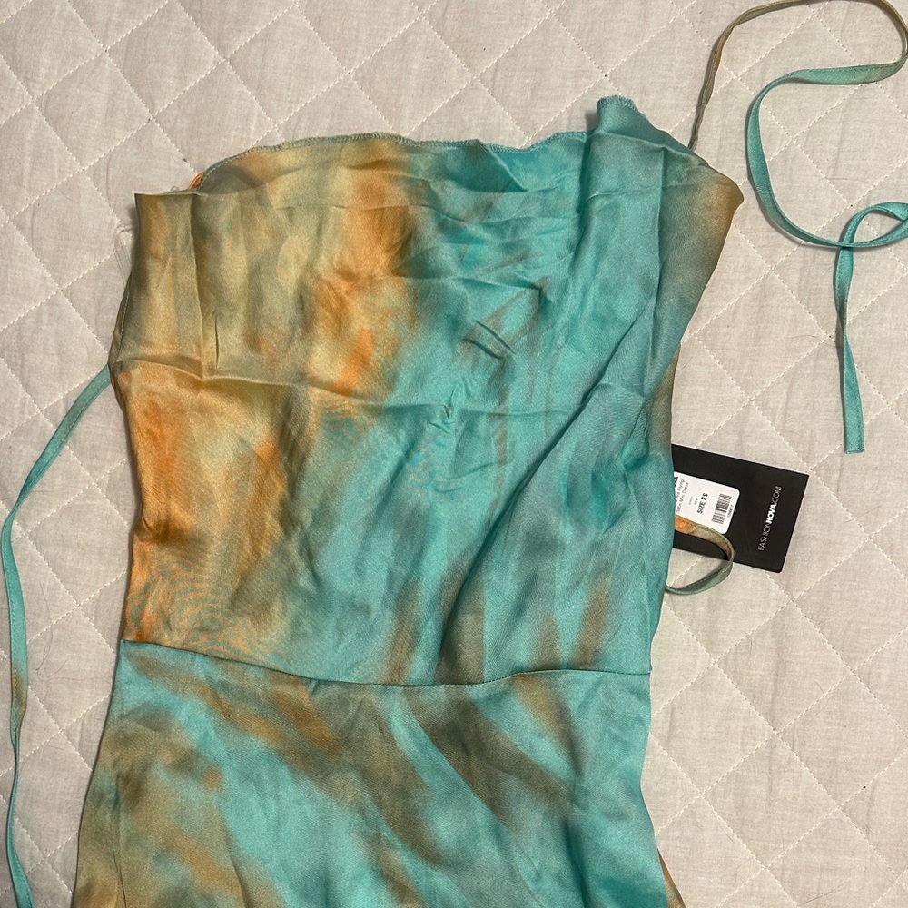 Fashion Nova Teal and Orange Dress